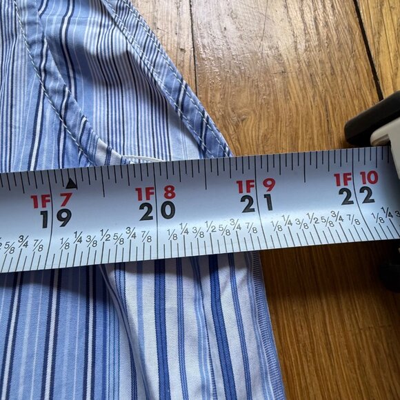 Nina Ricci Size S Blue & White Striped Criss Cross Sleeveless Wrap Blouse Top - Picture 14 of 16
